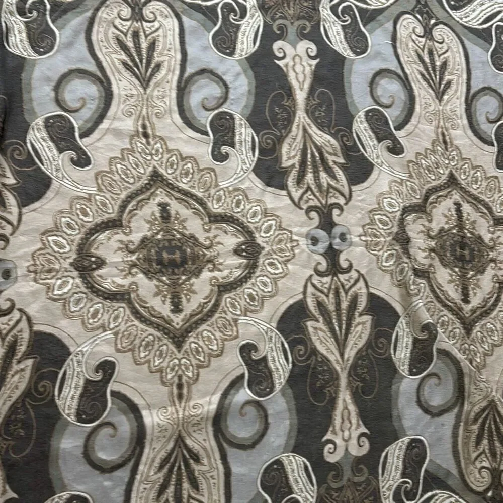 Extra Large neutral semi-sheer paisley & medallion print gray, brown, beige